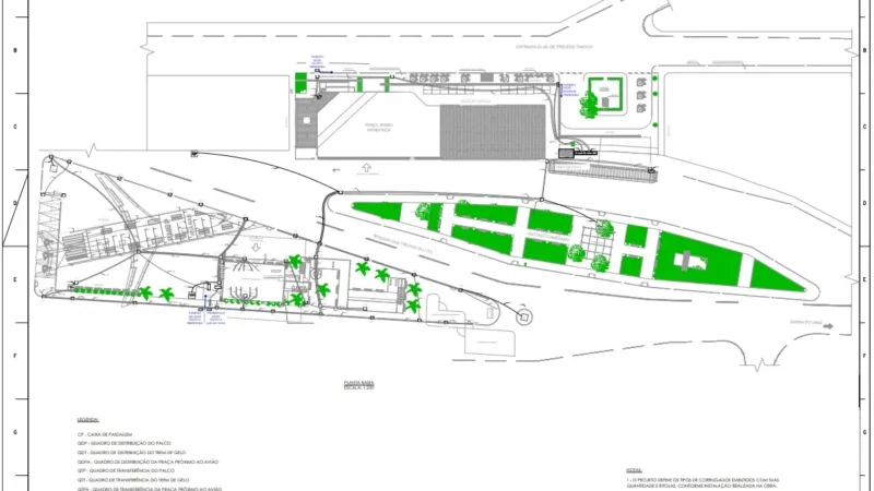 Planta Baixa com Encaminhamento de Cabos Subterrâneos entre edificações