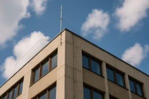 Imagem fictícia gerada por AI para representar um sistema de para-raios