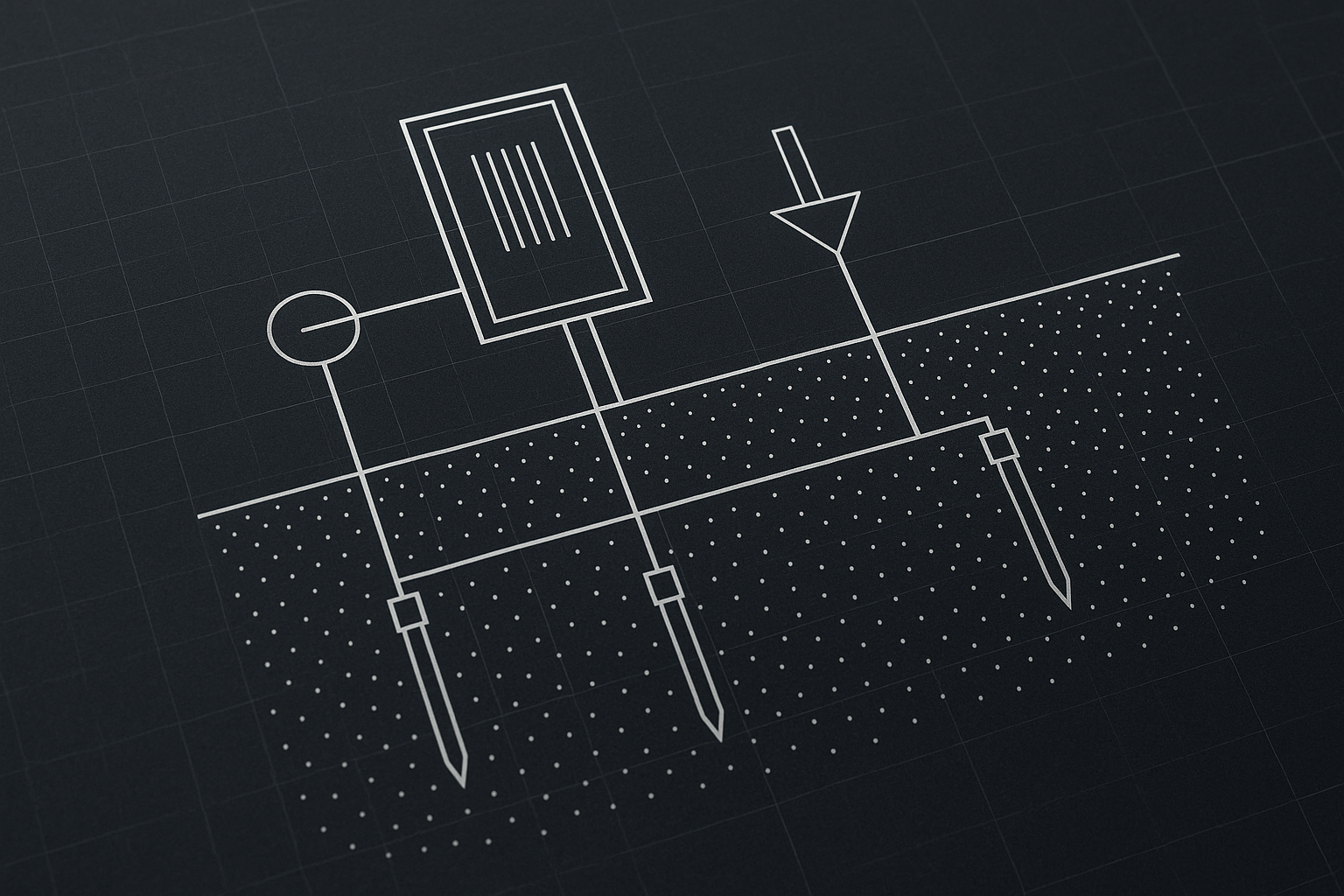 Imagem fictícia gerada por AI para representar como funciona um projeto em AutoCAD de aterramento?