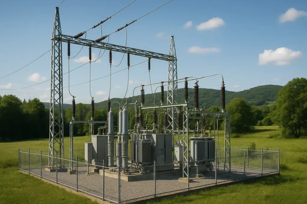 Imagem fictícia gerada por AI para representar subestação de 13,8kV