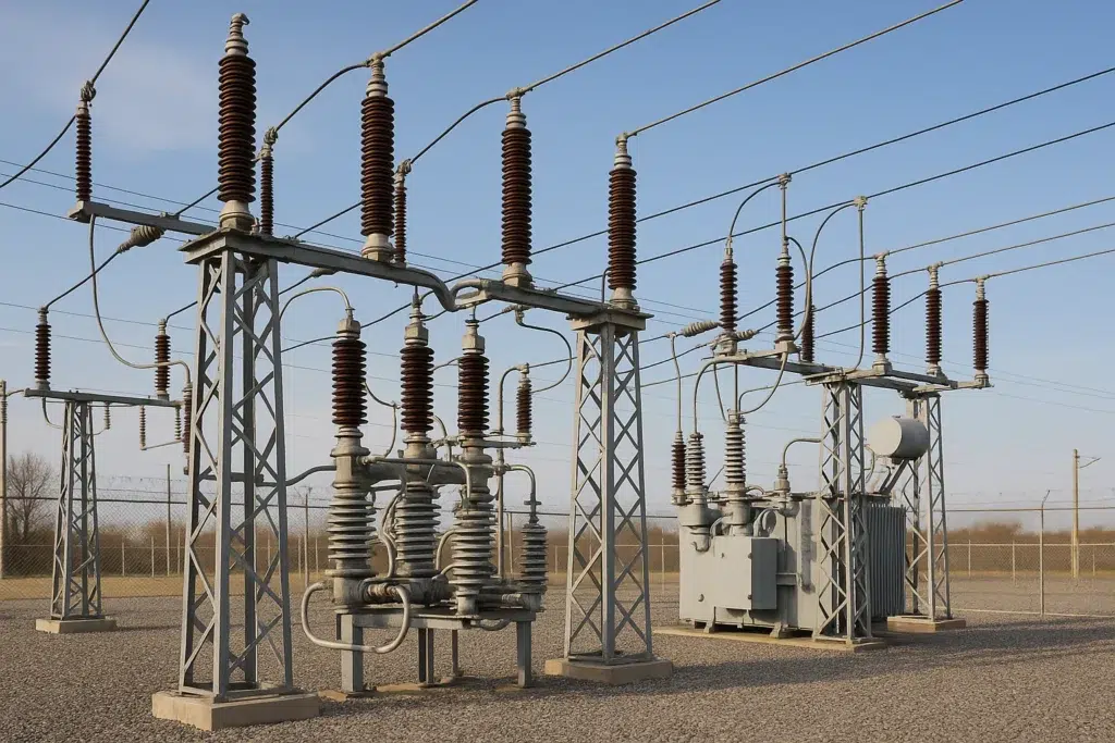 Imagem fictícia gerada por AI para representar o que é uma Subestação 34,5kV