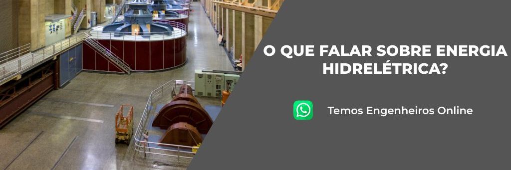 Interior de uma usina hidrelétrica com geradores e turbinas.